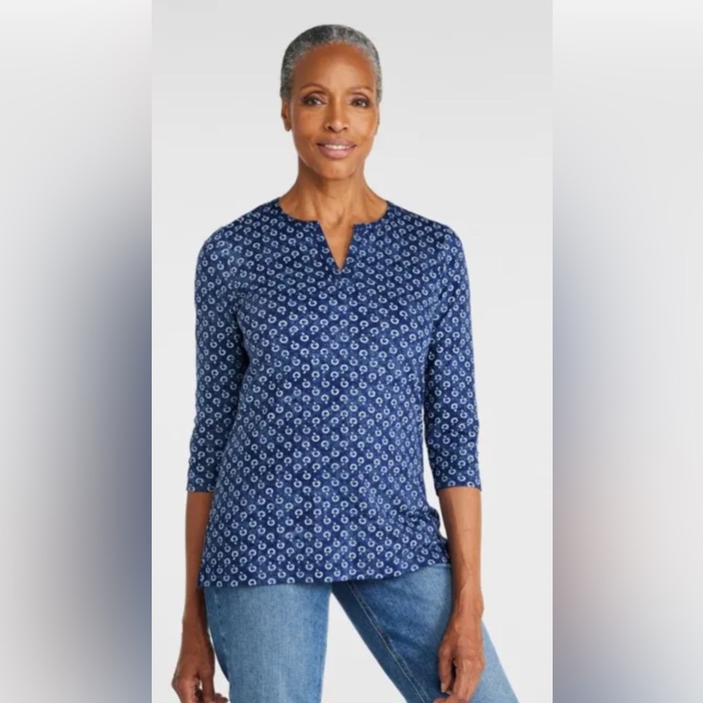 L.L. Bean Blue 3/4 Sleeve Top